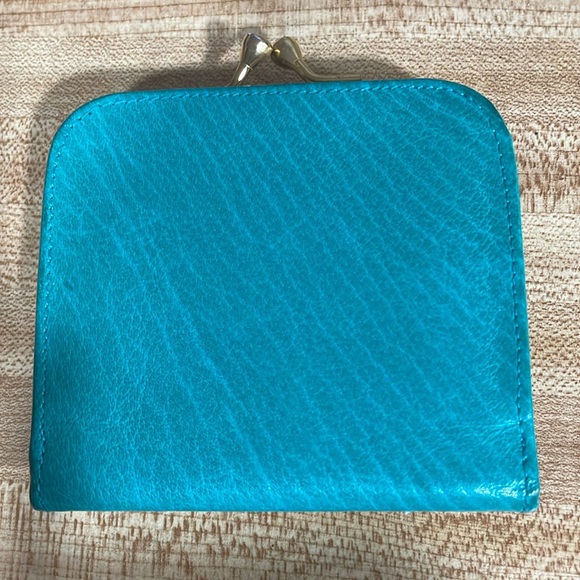 Vintage Leather Teal Mini kiss lock wallet. Made in Italy. - Picture 2 of 6